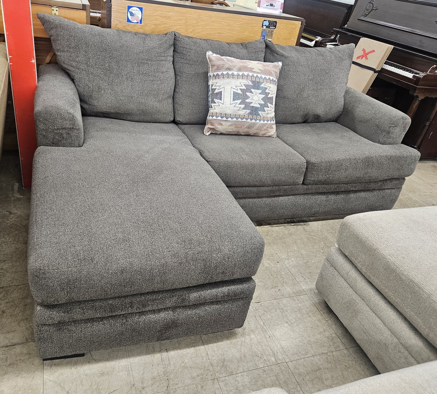 Modern Charcoal Chaise Sectional Sofa - FREE DELIVERY