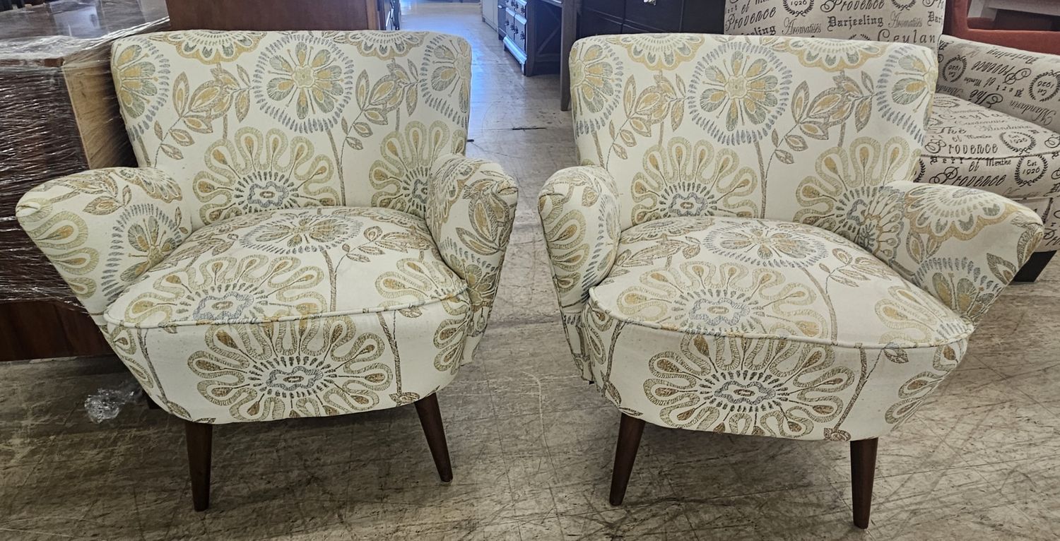 Pair of Mid-Century Floral Accent Chairs