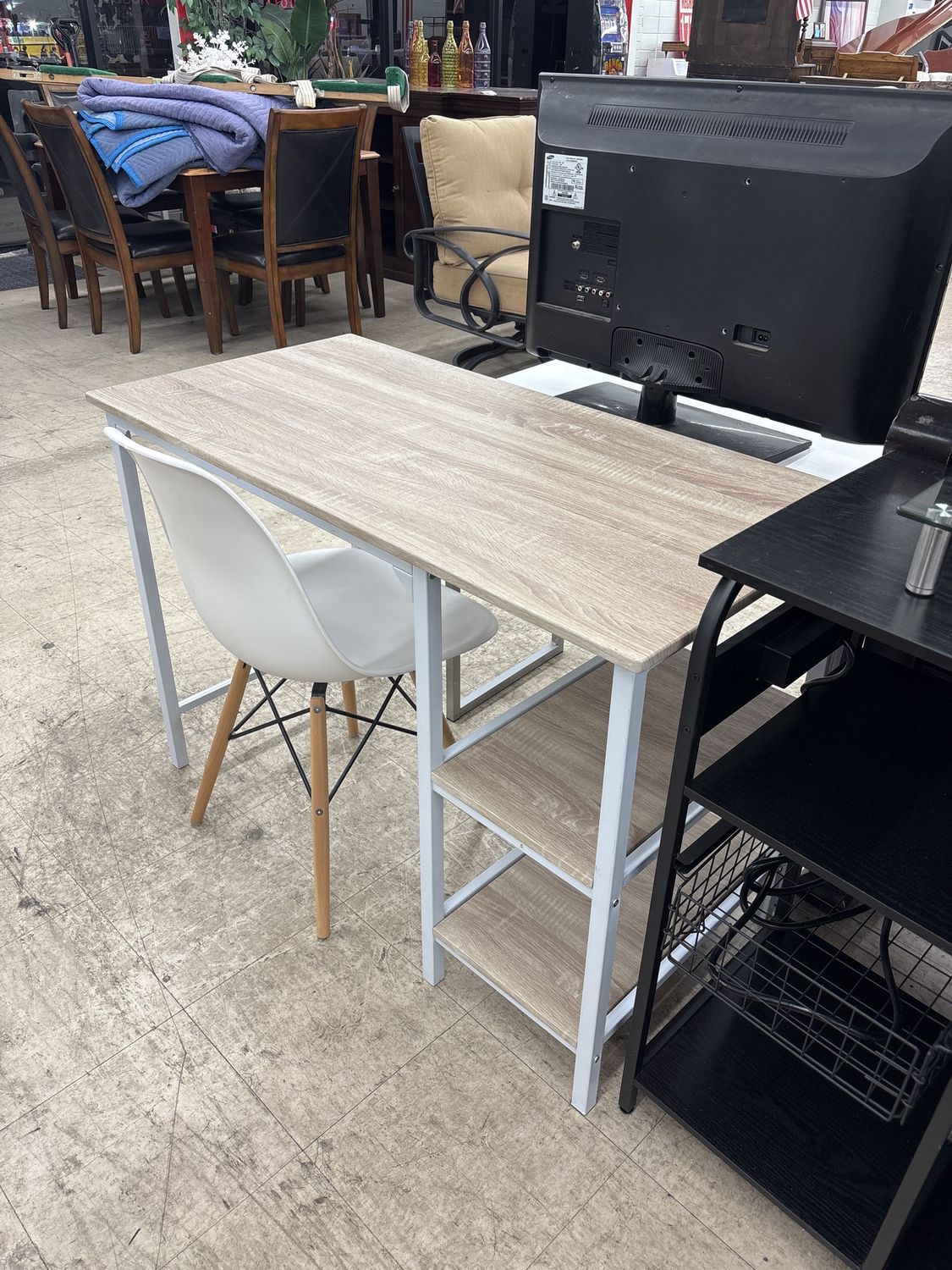 Modern Space-Saving Computer Desk with Storage Shelves