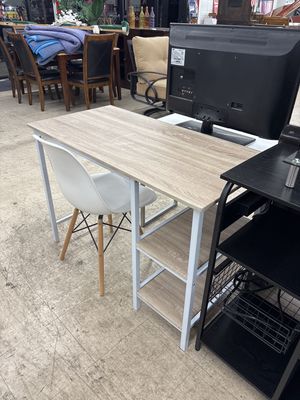 Modern Space-Saving Computer Desk with Storage Shelves
