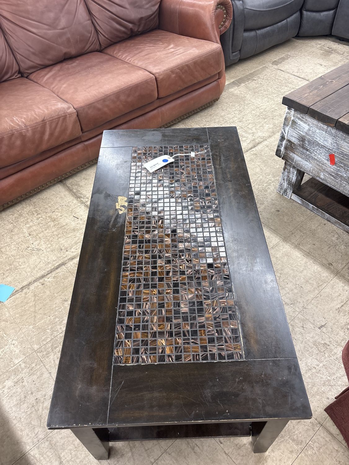 Contemporary Coffee Table with Mosaic Tile Inlay