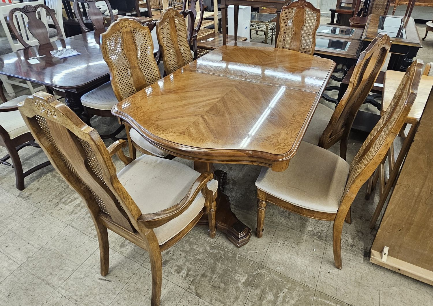 Traditional Cane Back Dining Set – 6 Chairs