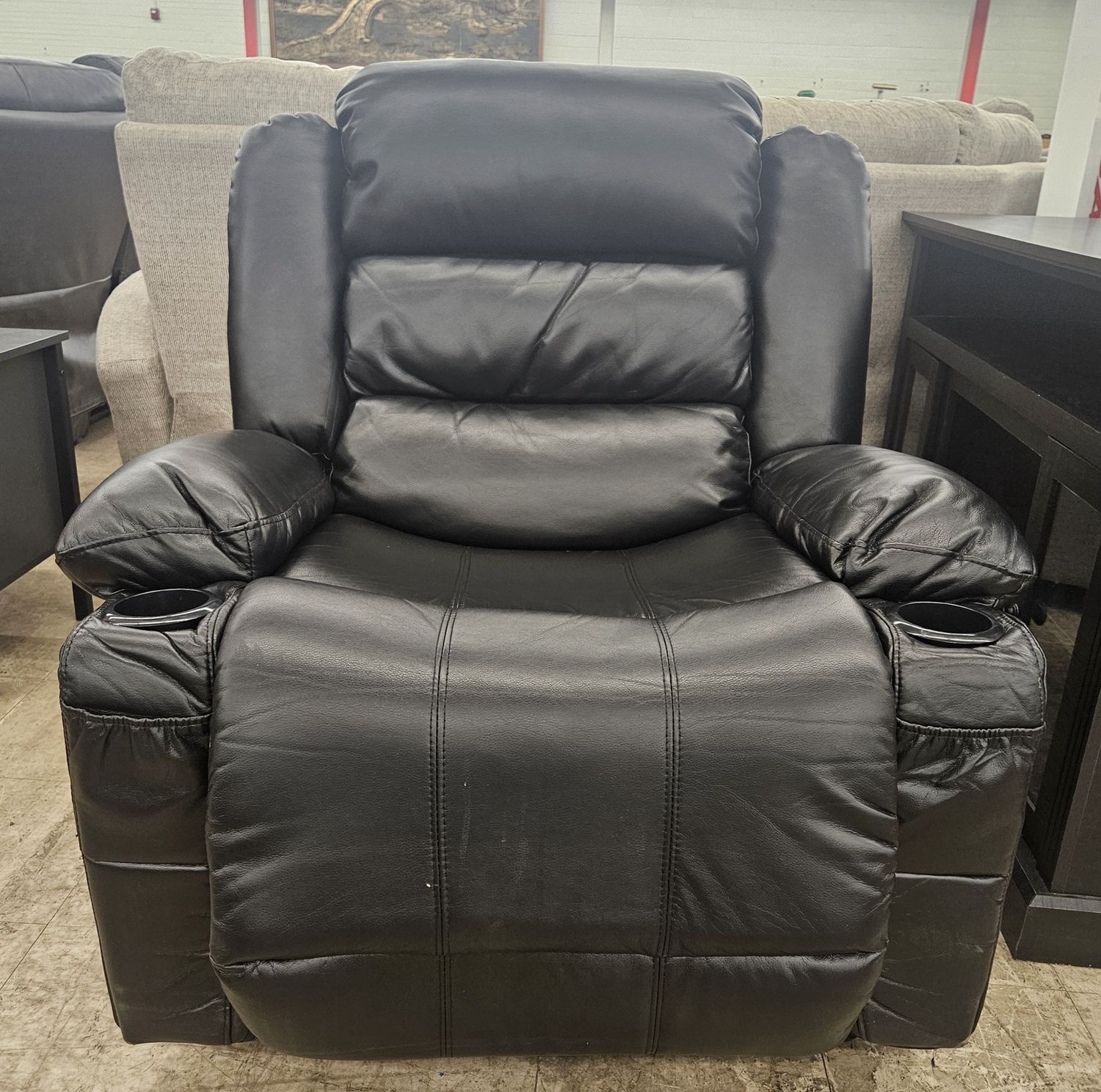 Black Leather Swivel Recliner