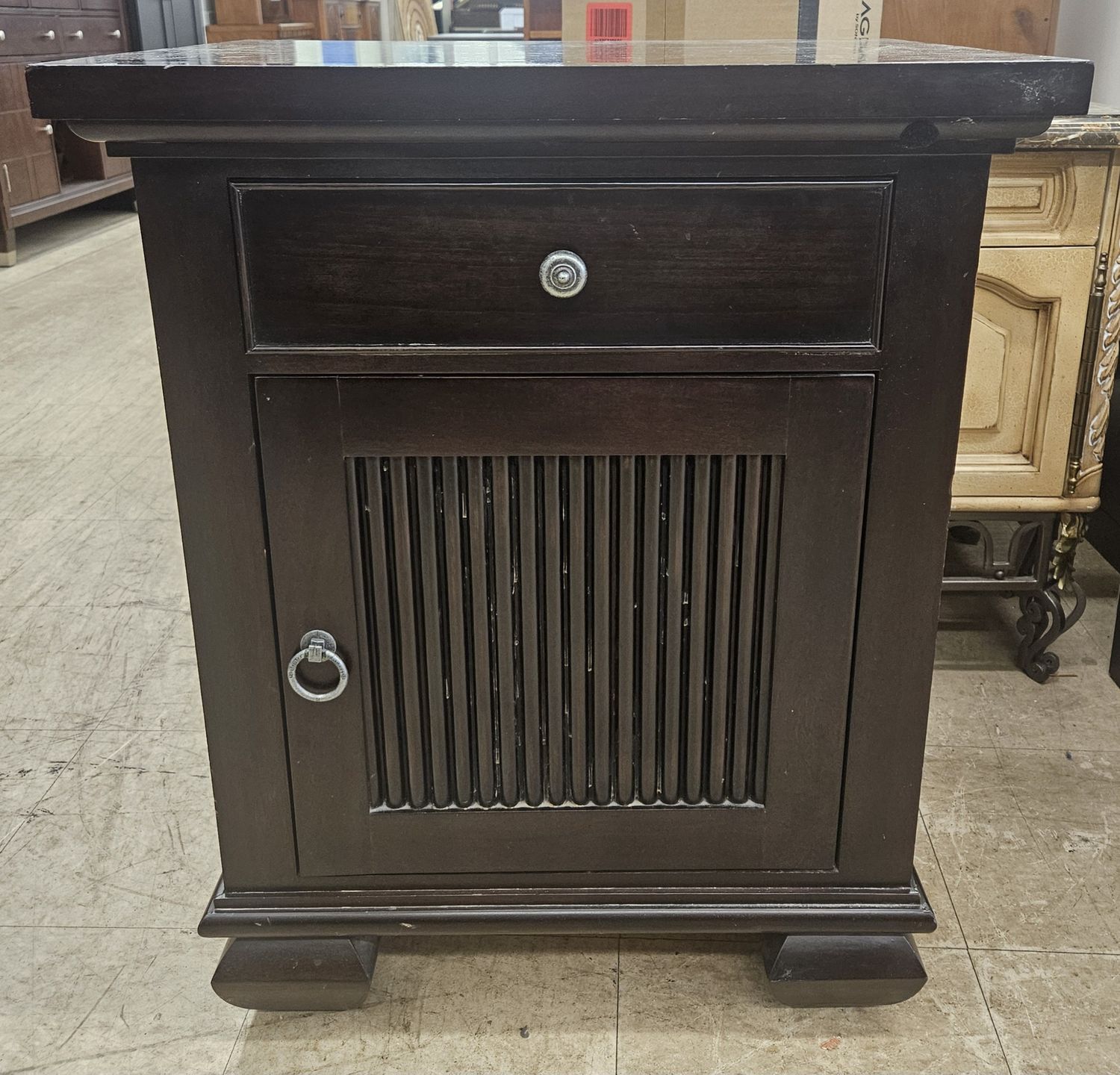 Espresso Wood End Table with Storage