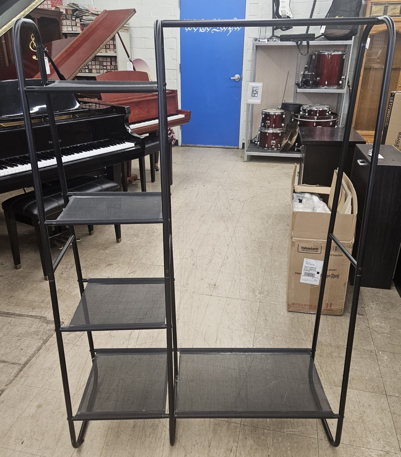 Industrial Garment Rack with Storage Shelves