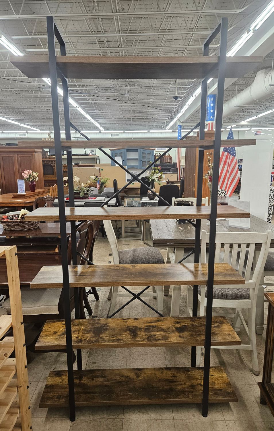 Industrial 6-Tier Open Bookshelf