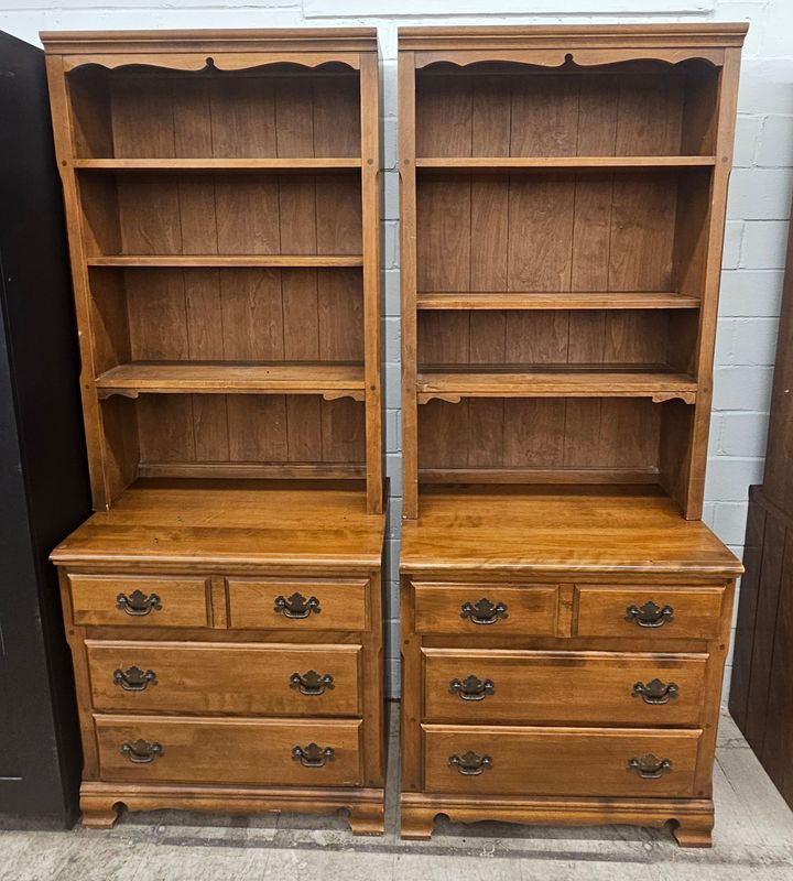 Matching Maple Bookshelf &amp; Dresser Set (Pair)
