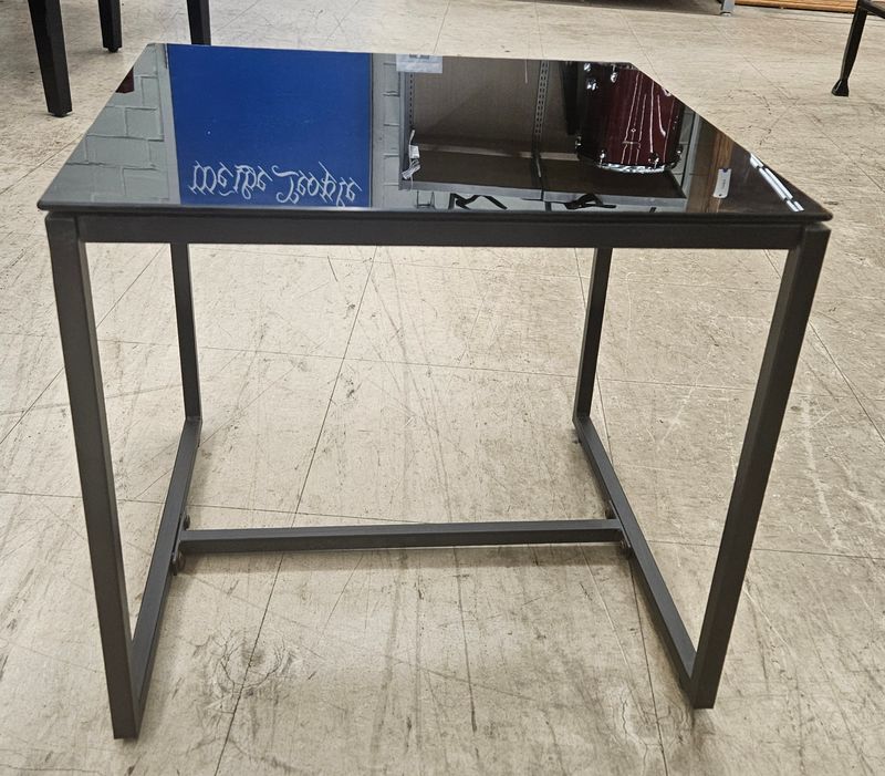 Modern Black Glass End Table