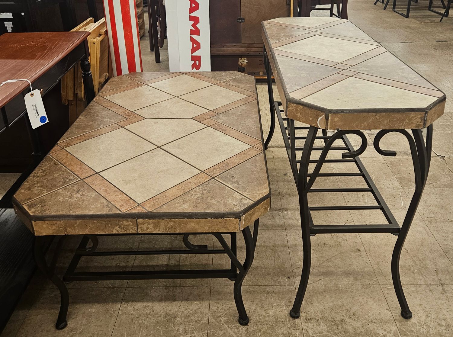 Tile Top Coffee Table &amp; Sofa Table Set
