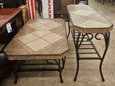 Tile Top Coffee Table & Sofa Table Set