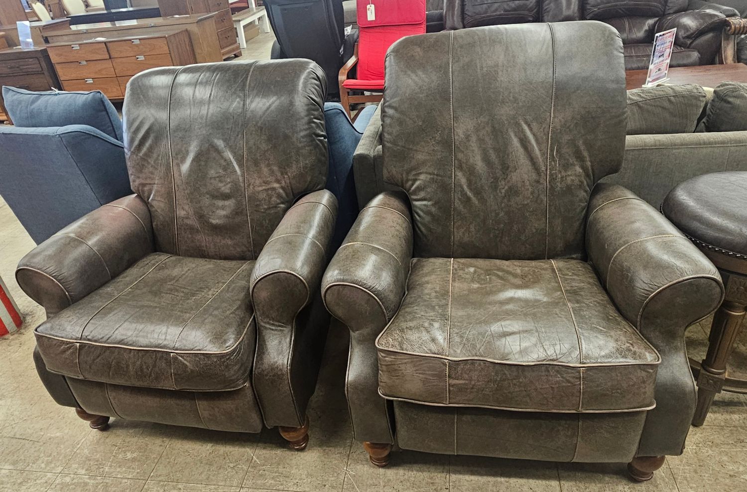 La-Z-Boy Classics Leather Recliner Chairs – Pair