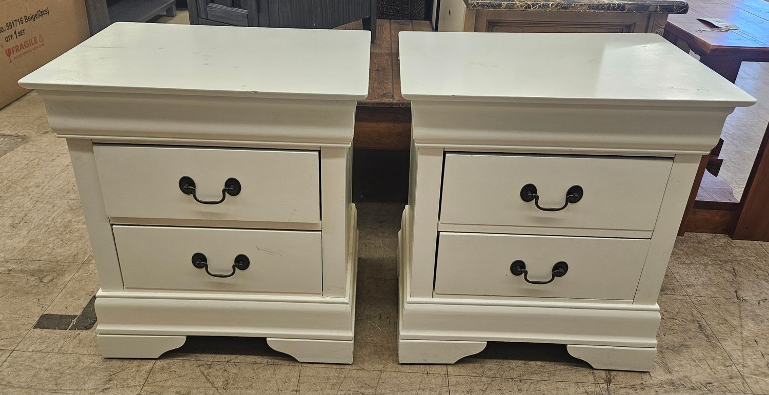 White 2-Drawer Nightstands – Pair