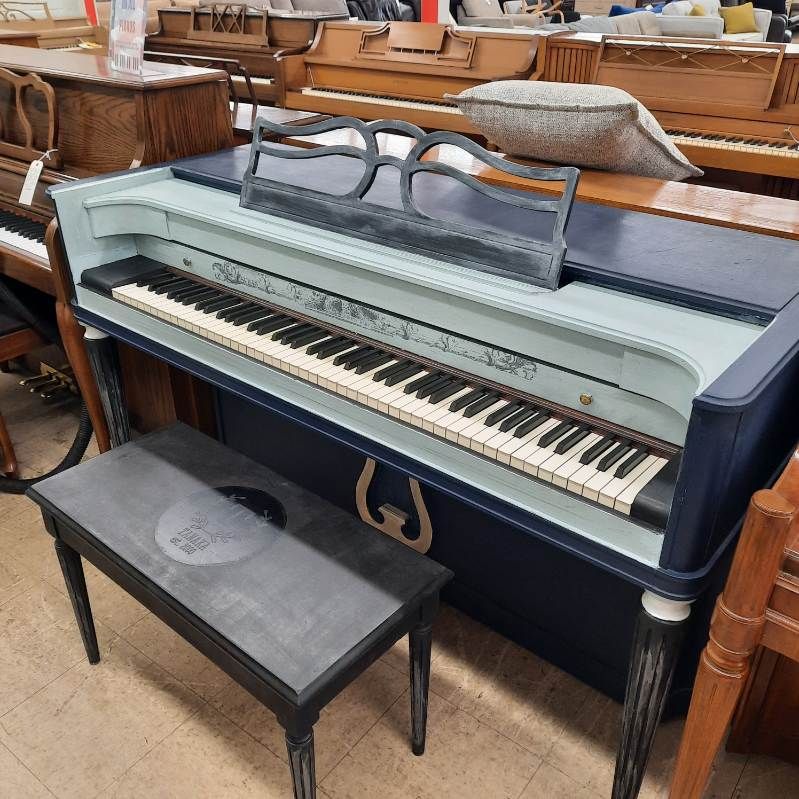 Blue French Painted Baldwin Acrosonic Piano