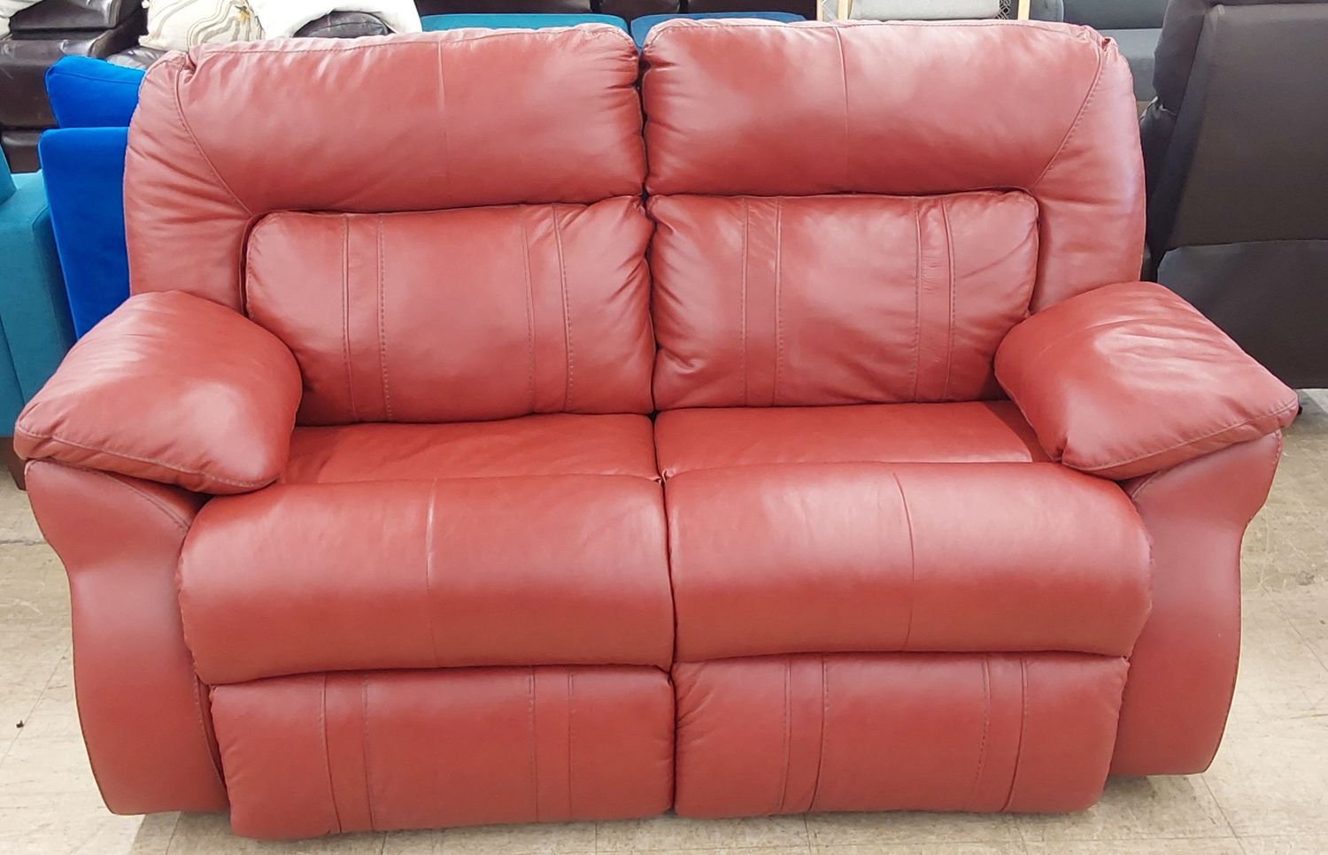 Chic Red Leather Reclining Loveseat - FREE DELIVERY