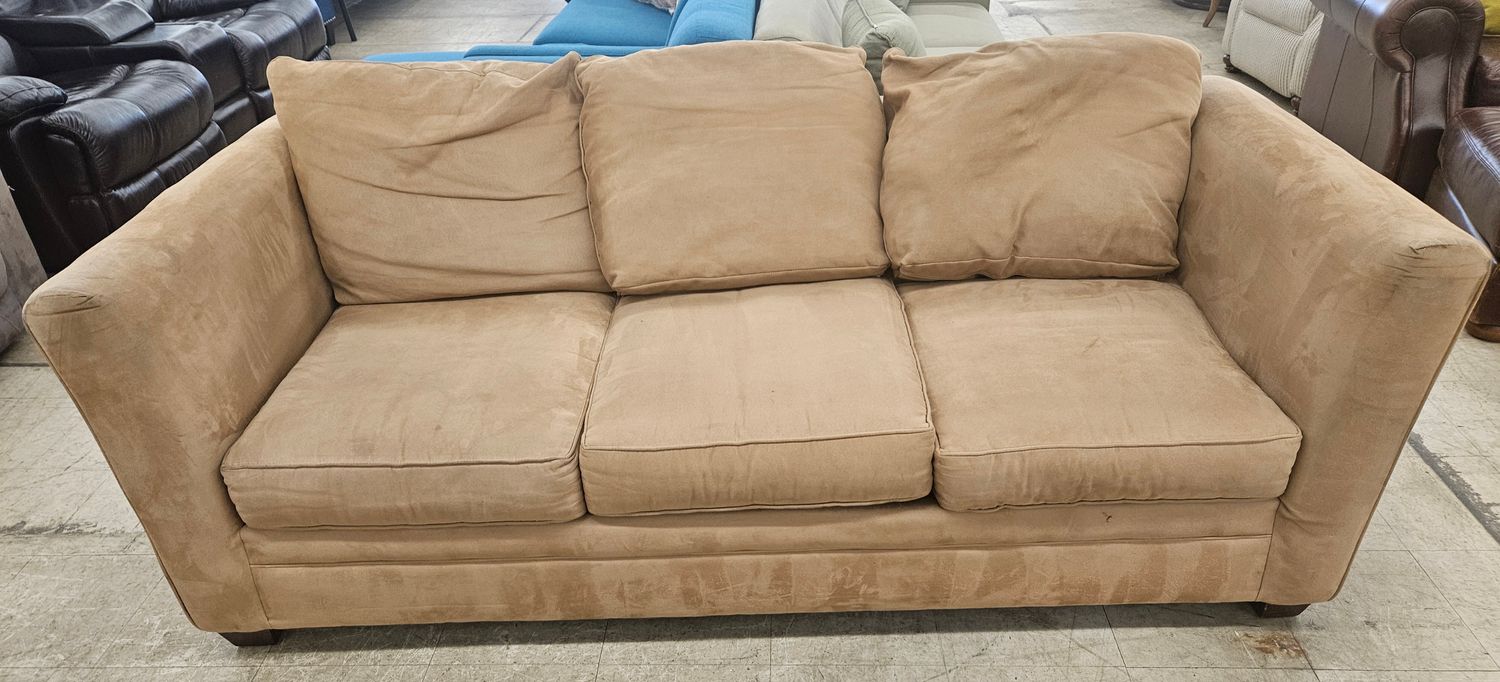 Oversized Tan Suede-Style Sofa - FREE DELIVERY