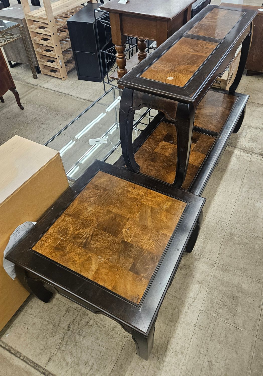 Two-Tone Patchwork 3-Piece Occasional Table Set