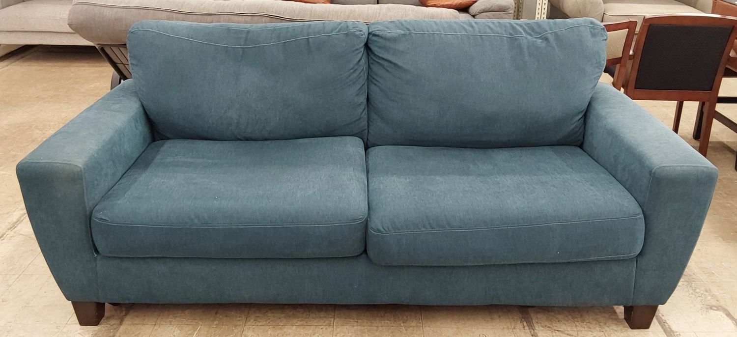 Teal Blue Plush Sofa -- FREE DELIVERY