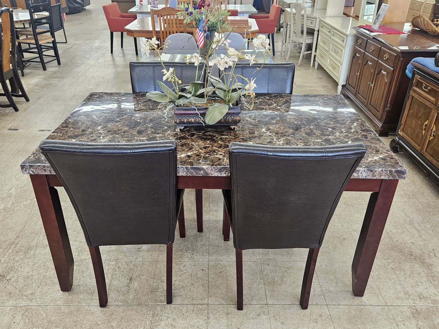 Marble-Top Dining Table &amp; 4 Chairs - FREE DELIVERY