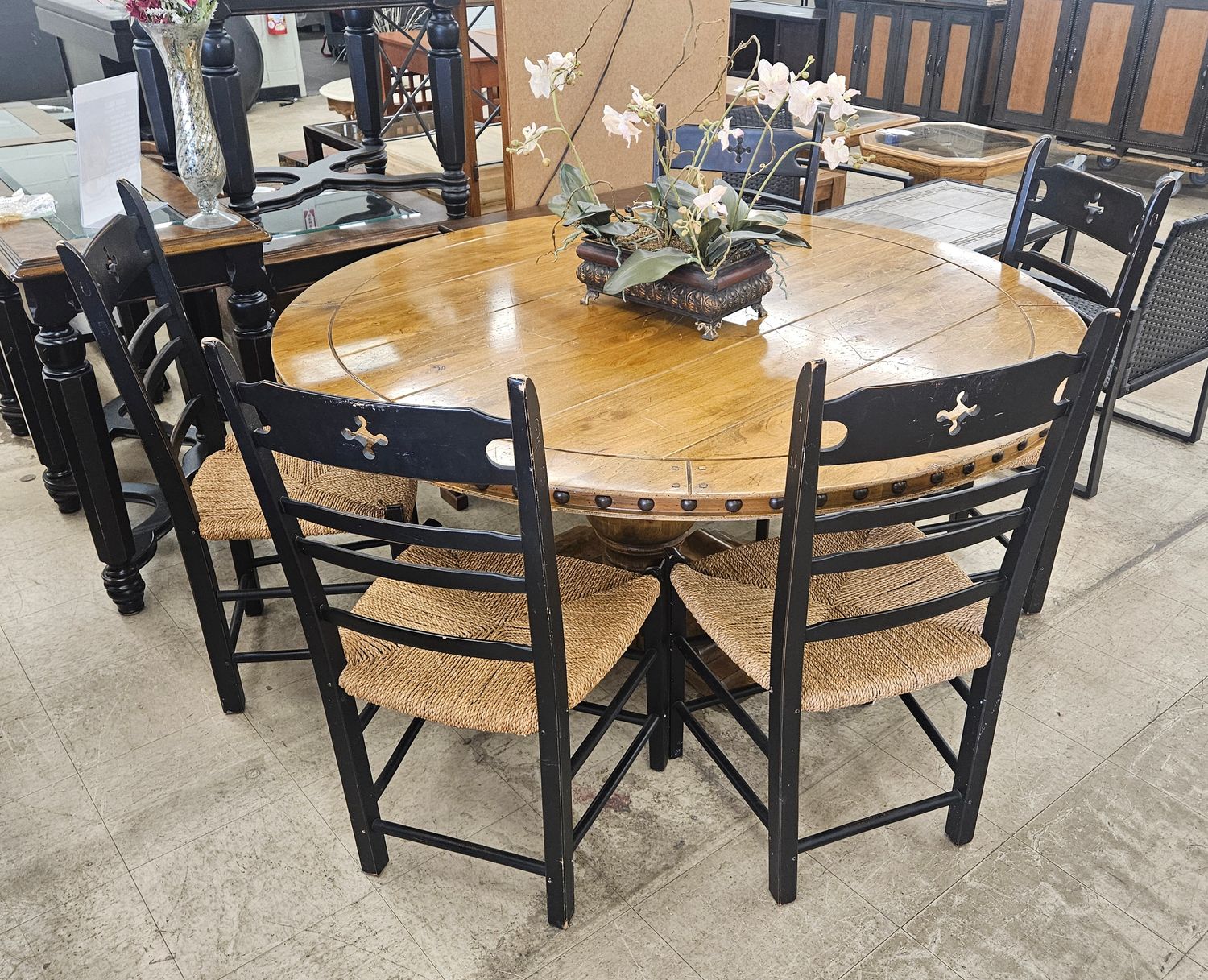 Rustic Retreat Pedestal Dining Set - FREE DELIVERY