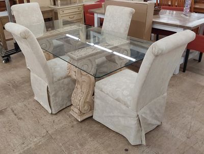 Scrollwork Glass-Top Dining Set **FREE DELIVERY**