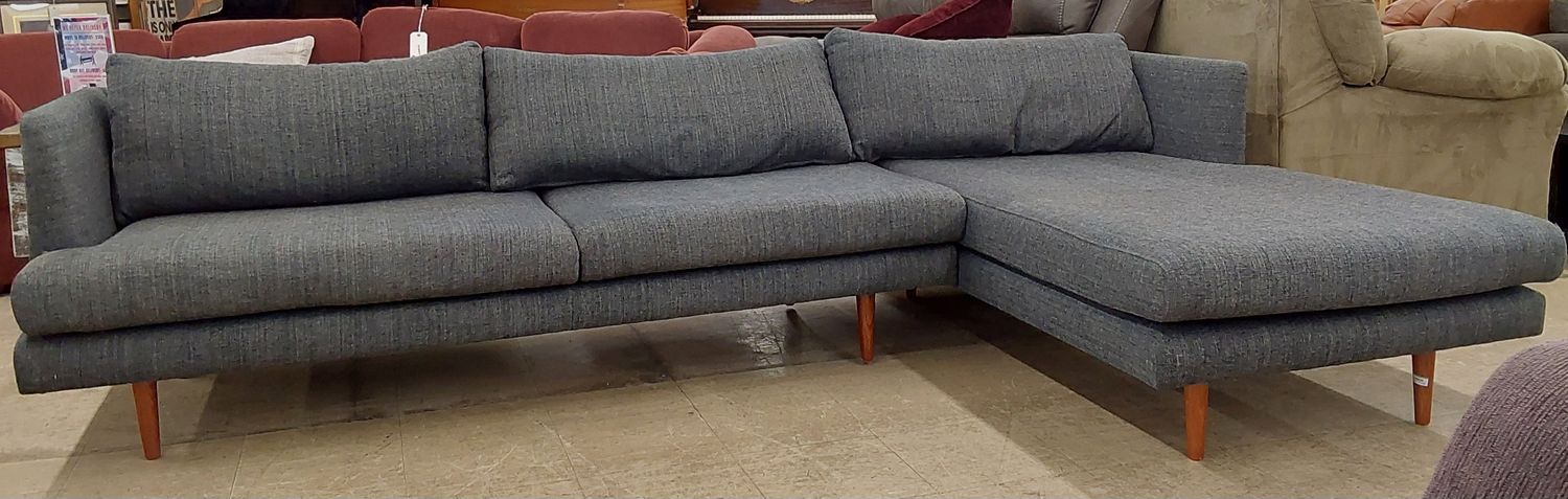 Mid-century Modern style Charcoal Sofa with Chaise **FREE DELIVERY **