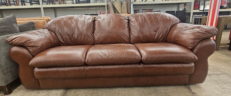 Big &amp; Comfy Brown Leather Sofa - FREE DELIVERY