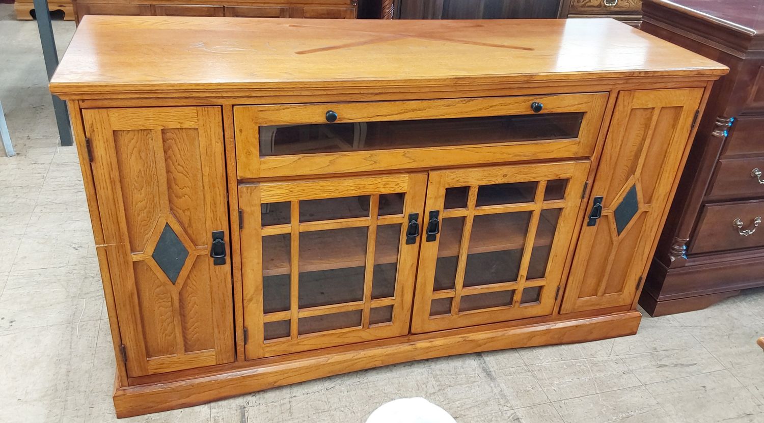 Mission-Style Wood Entertainment Center &amp; Storage Cabinet ☆FREE DELIVERY☆