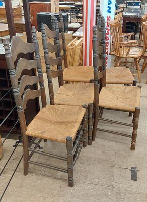 Set of 5 French Country Ladderback Dining Chairs