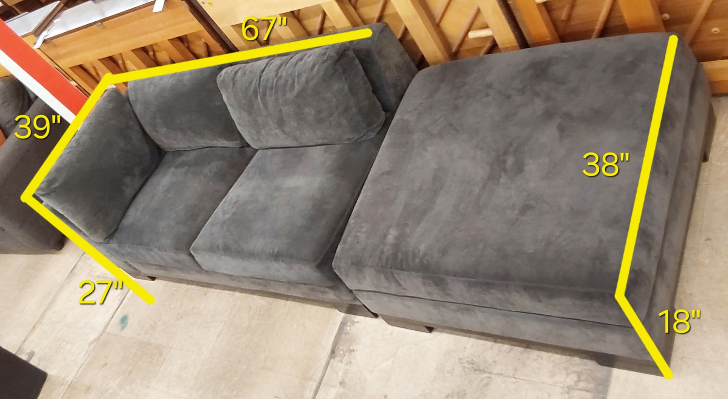 Modern Plush charcoal Chaise sectional ☆FREE DELIVERY☆