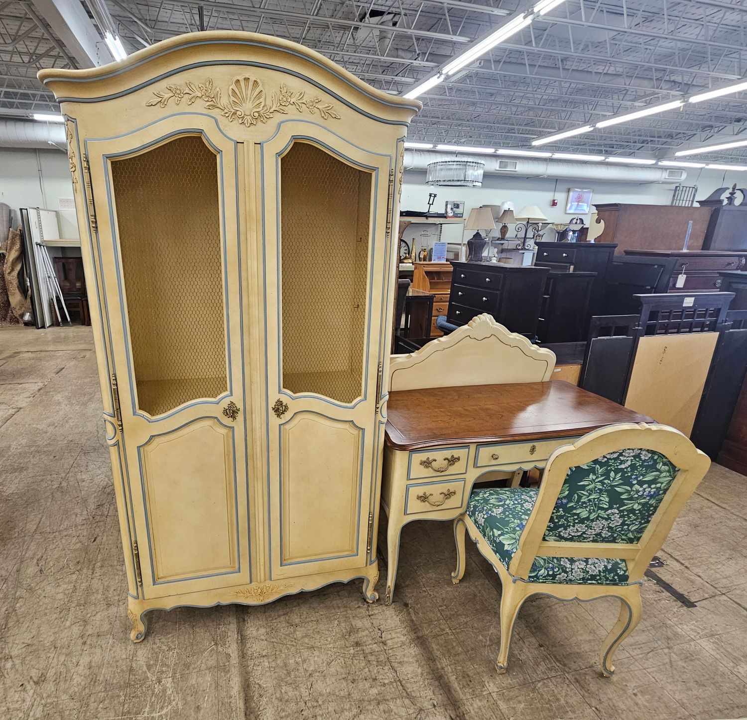Kindel French Provincial Kids Bedroom Set – Armoire, Desk, Chair &amp; Single Bed Frame – FREE DELIVERY