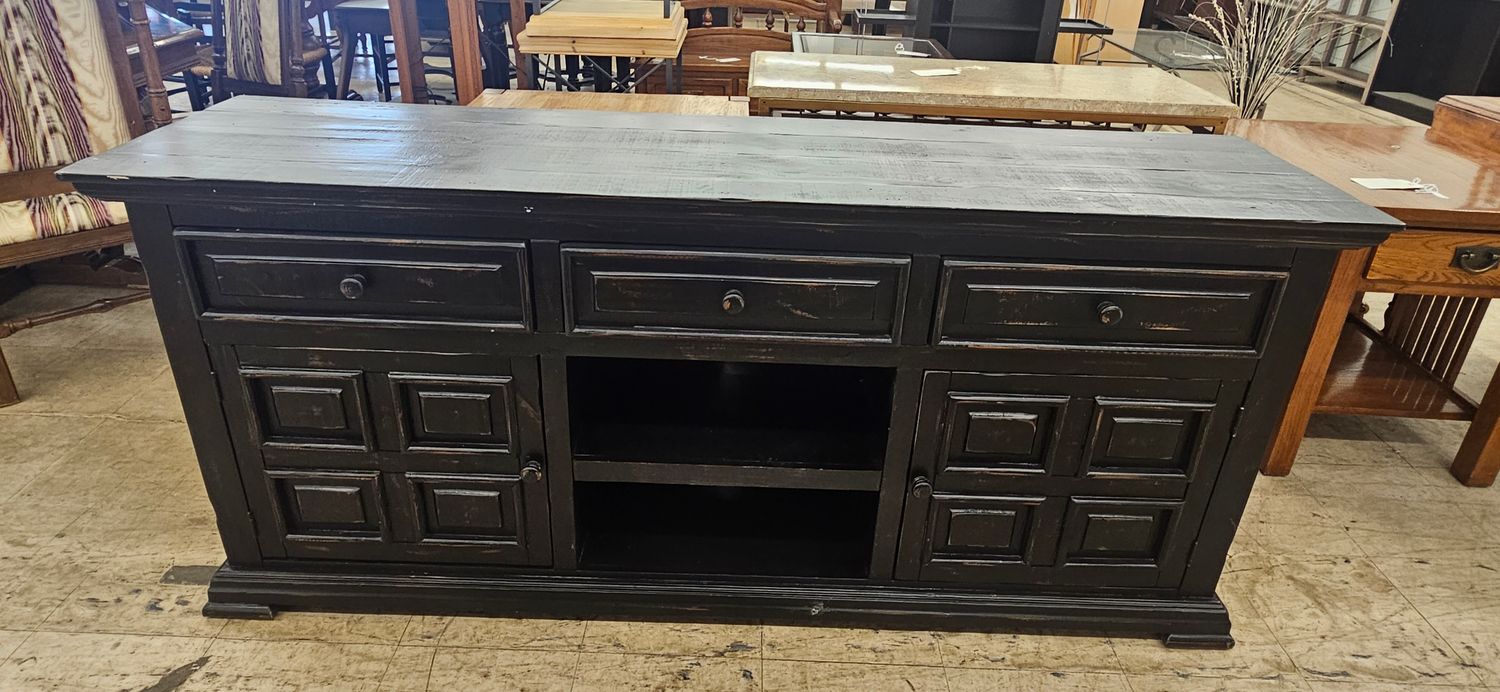 Black Distressed Storage Console