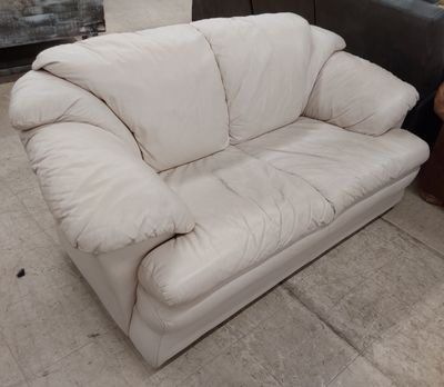 Made in Italy Cream Leather Loveseat