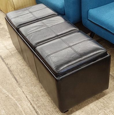 Black Triple Top Storage Ottoman