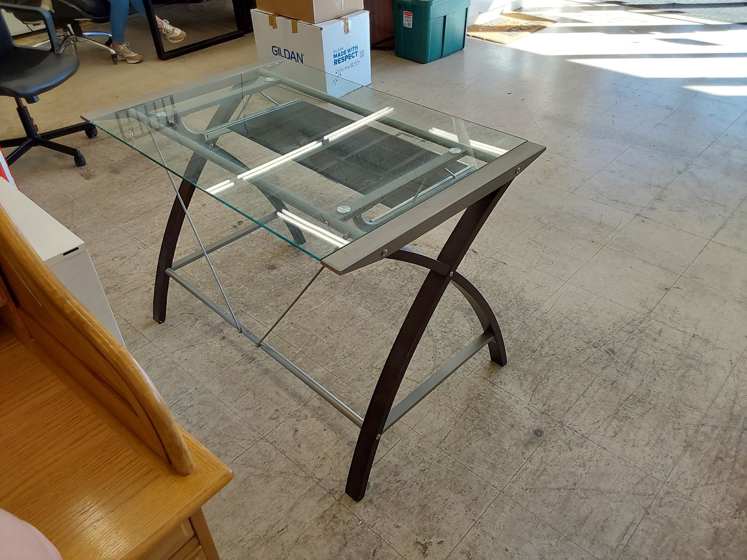 Modern Glass Top Computer Desk