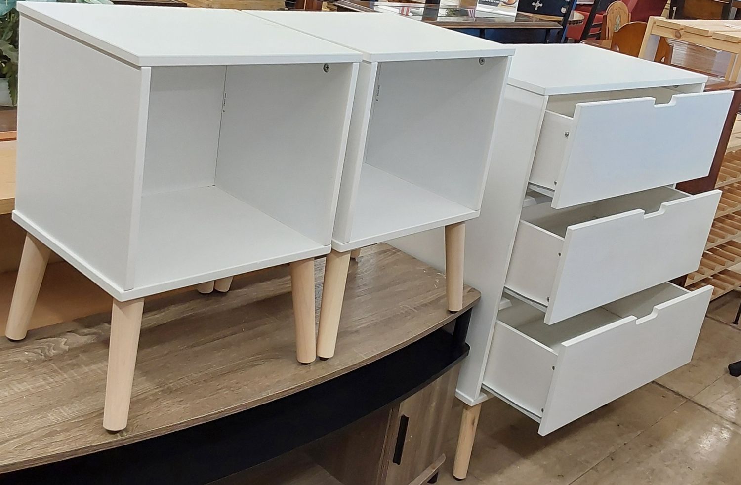 Modern White Dresser and Nightstands Set