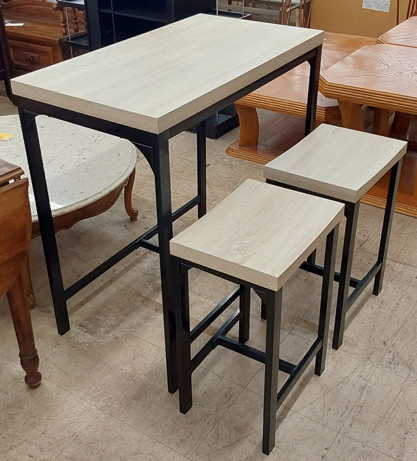 Industrial Bar-height Nook Table and Stools