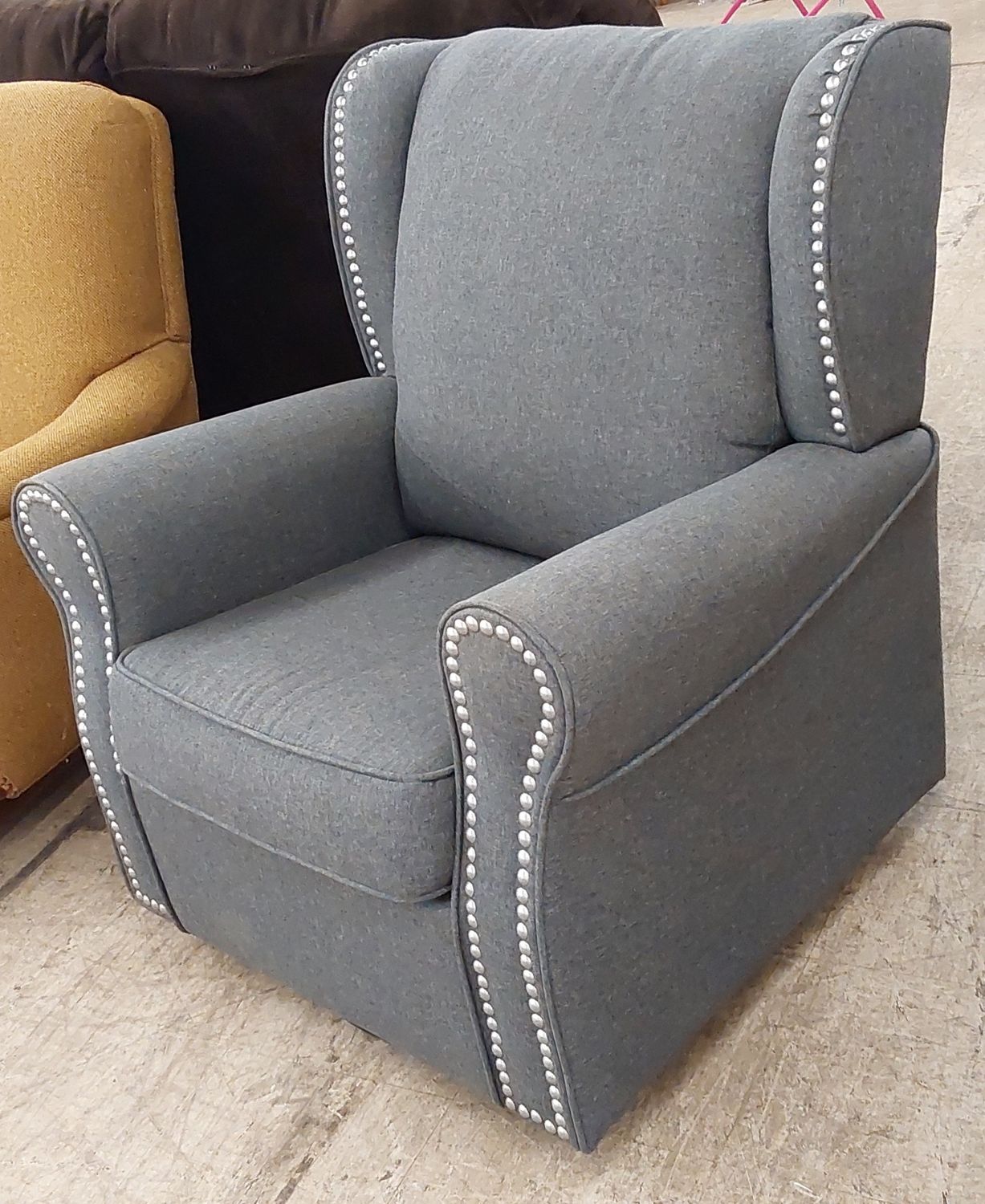 Stone Gray Swivel Rocker Chair