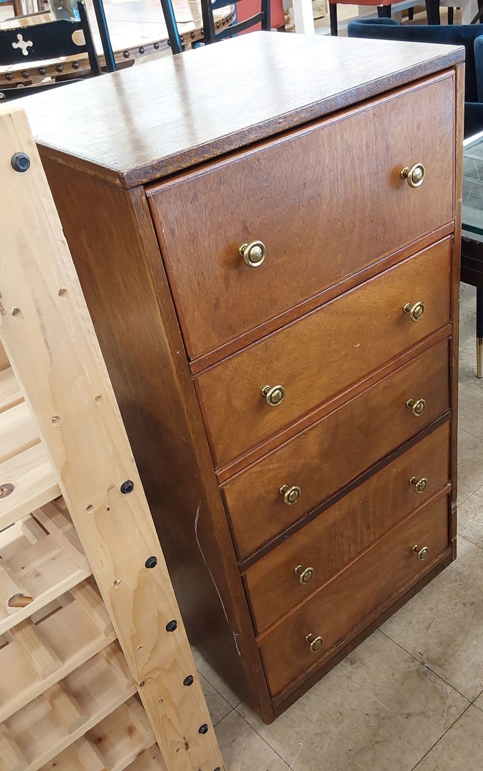5-Drawer Rolling Chest of Drawers, Hardwood