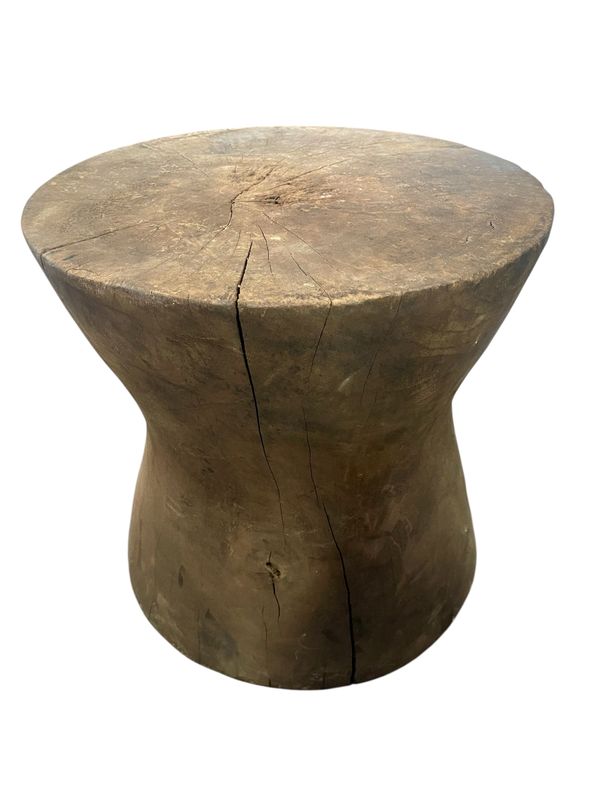 rustic natural wood stool or plant stand