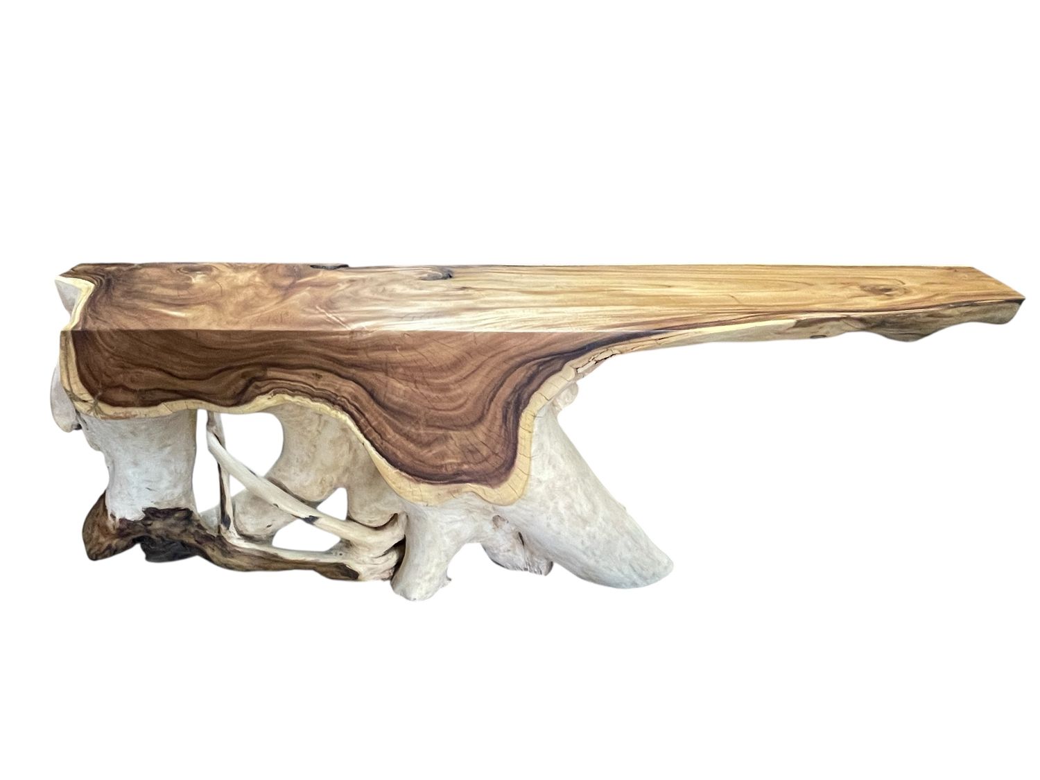 organic reclaimed wood console, sofa or hallway table