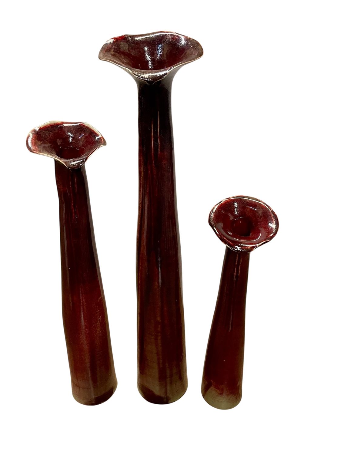 ceramic red over green glaze vases