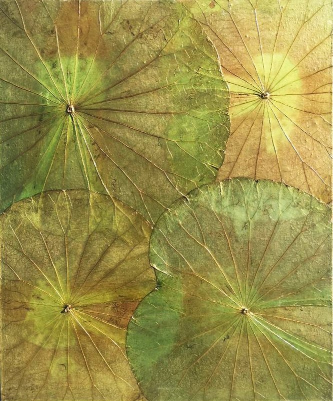 real lotus leaf wall hanging yellow and green