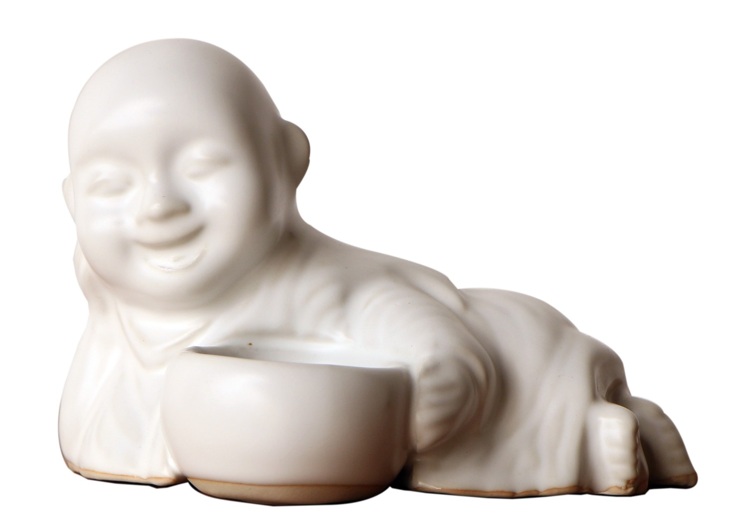 Reclining Ceramic Monk, Incense or Tealight Holder