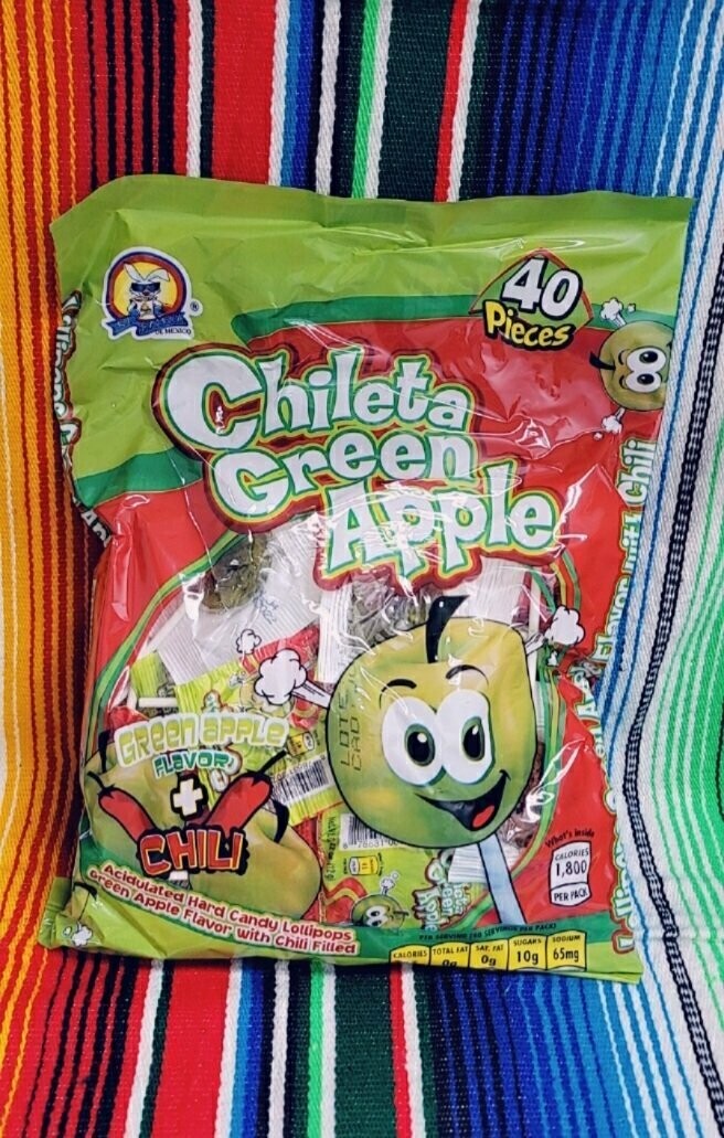 El Azteca Chileta Green Apple Paletas 40ct 1lb