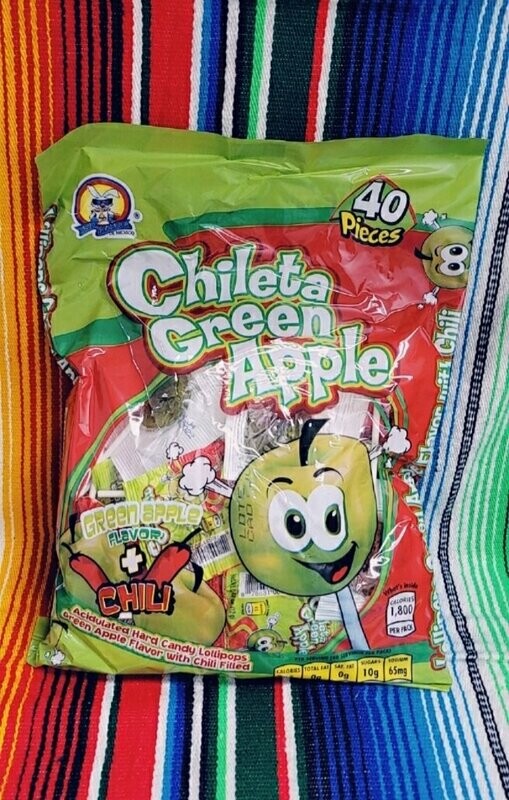 El Azteca Chileta Green Apple Paletas 40ct 1lb