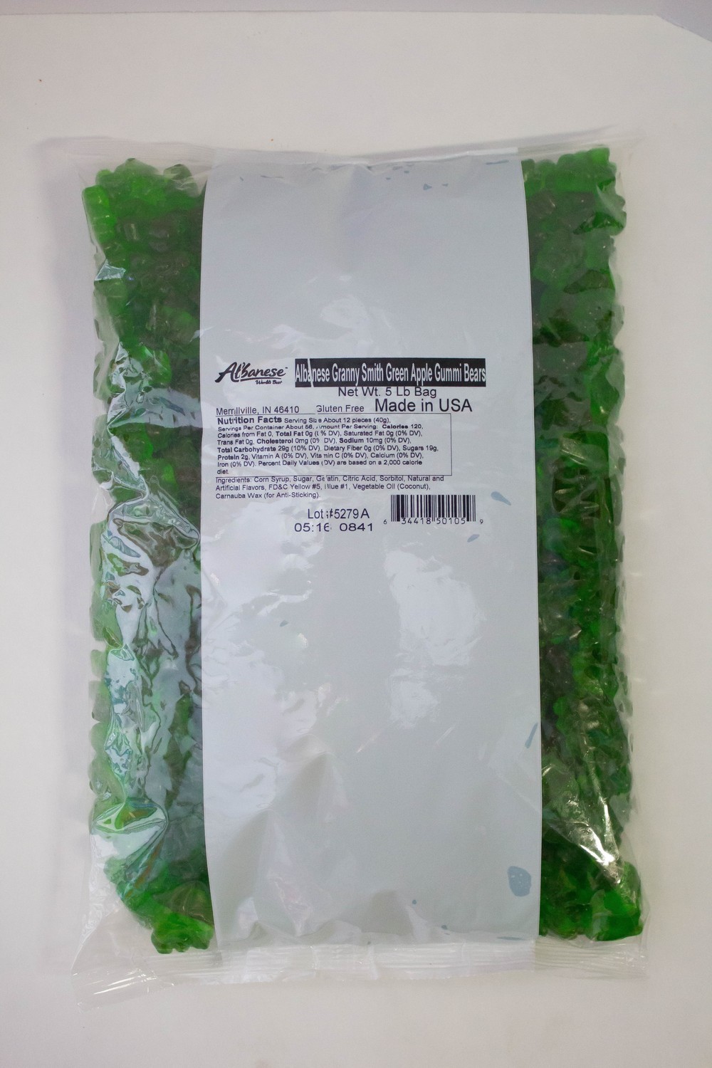 Albanese Gummy Bears Green (Apple) 5 LB. Bag
