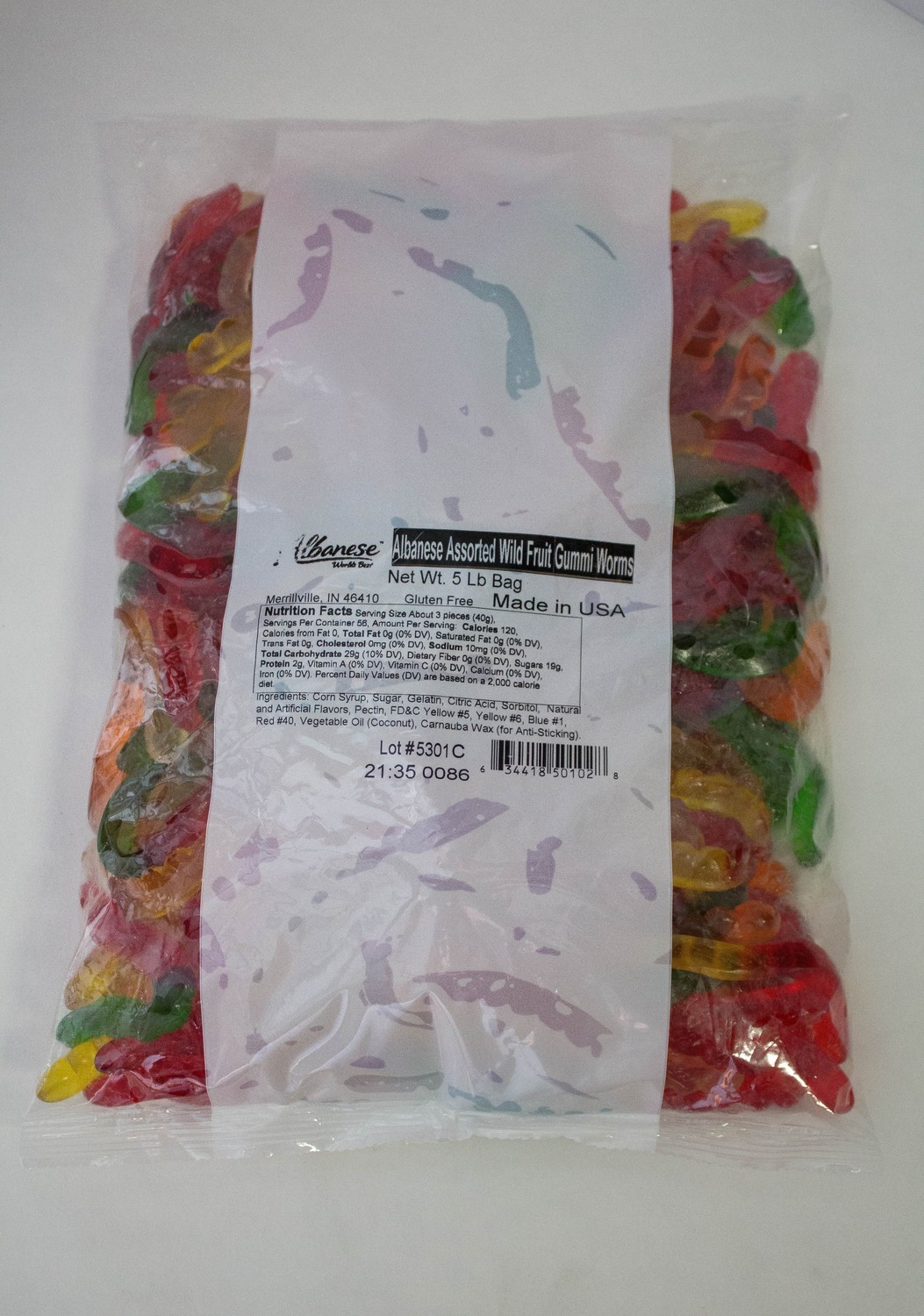 Albanese Gummy Worms Assorted Flavors 5 LB Bag