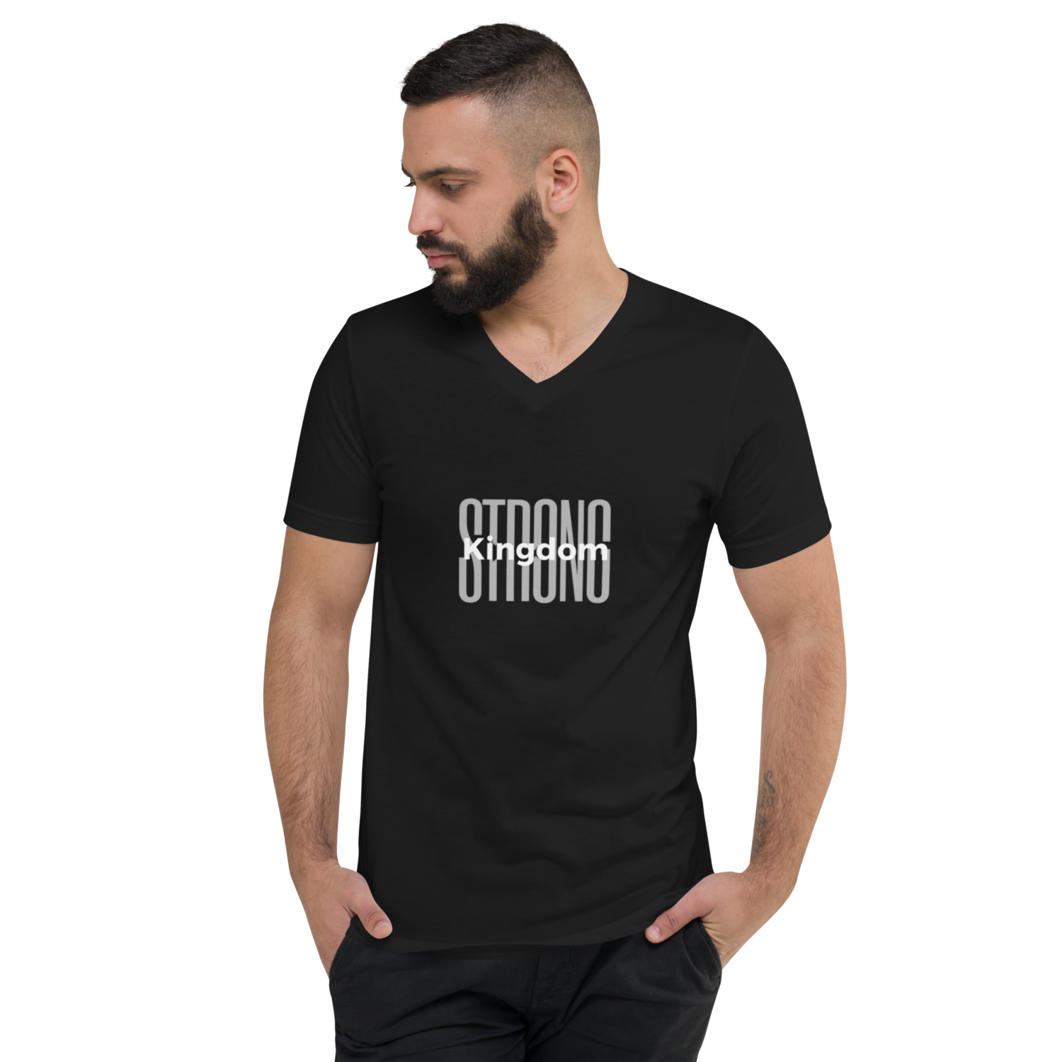 Unisex Short Sleeve V-Neck &quot;Kingdom Strong&quot; T-Shirt