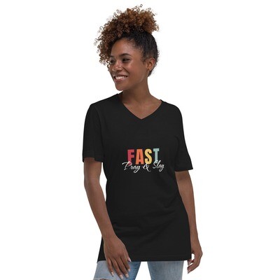 Unisex Short Sleeve V-Neck &quot;Fast Pray &amp; Slay&quot; T-Shirt