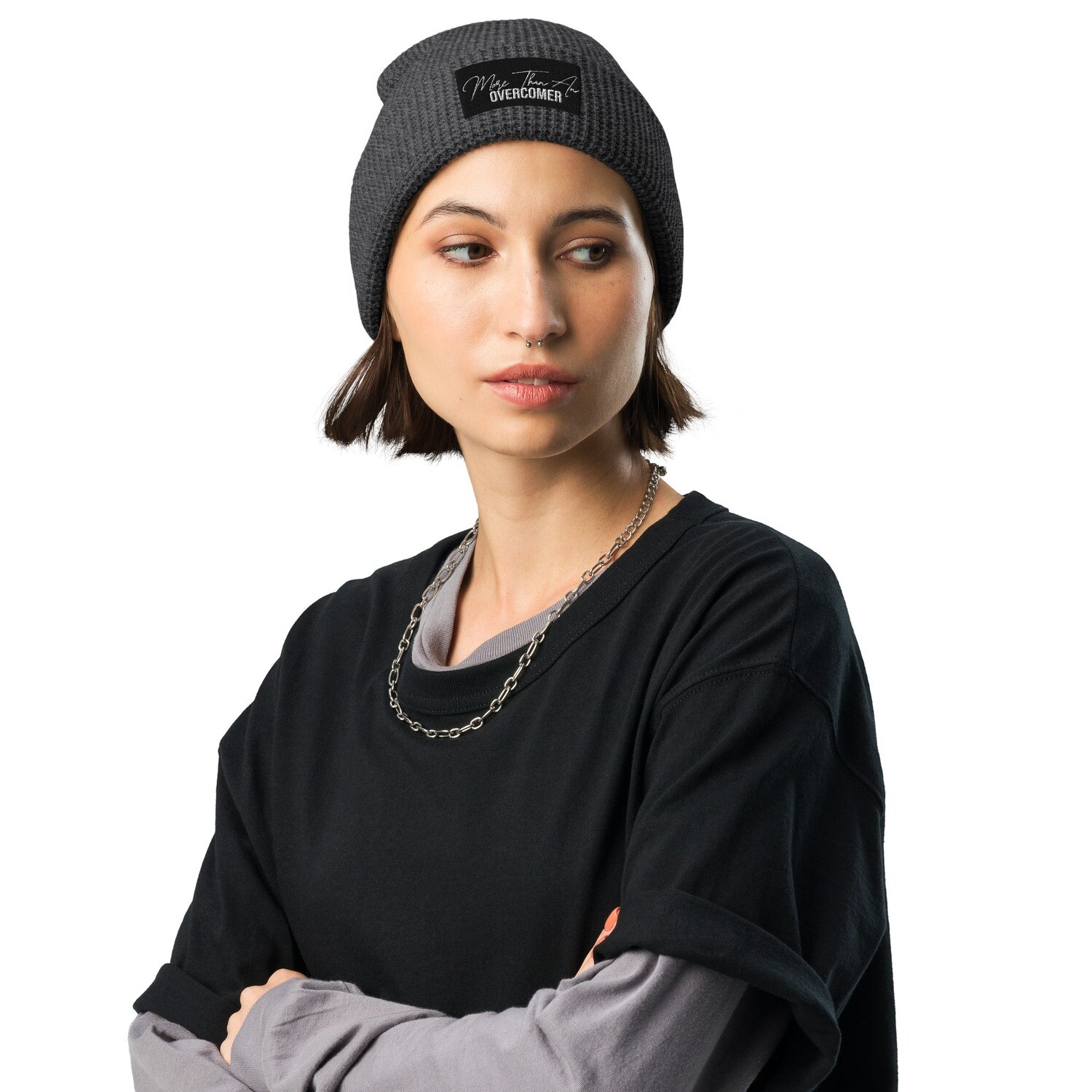 Waffle beanie "Overcomer"